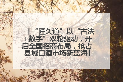 “匠久道”以“古法+数字”双轮驱动，开启全国招商布局，抢占县域白酒市场新蓝海