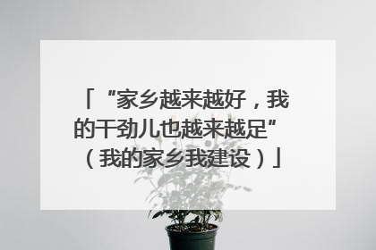 “家乡越来越好，我的干劲儿也越来越足”（我的家乡我建设）