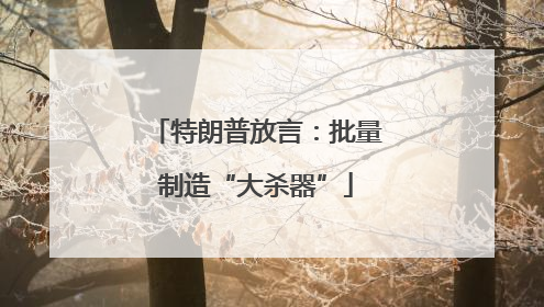 特朗普放言：批量制造“大杀器”
