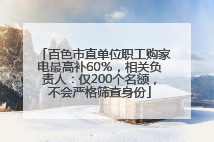 百色市直单位职工购家电最高补60％，相关负责人：仅200个名额，不会严格筛查身份
