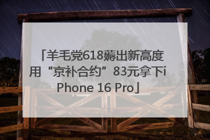 羊毛党618薅出新高度 用“京补合约”83元拿下iPhone 16 Pro