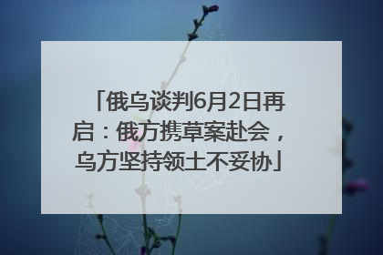 俄乌谈判6月2日再启：俄方携草案赴会，乌方坚持领土不妥协