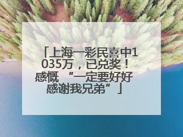 上海一彩民喜中1035万，已兑奖！感慨 “一定要好好感谢我兄弟”