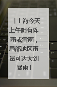 上海今天上午阴有阵雨或雷雨，局部地区雨量可达大到暴雨