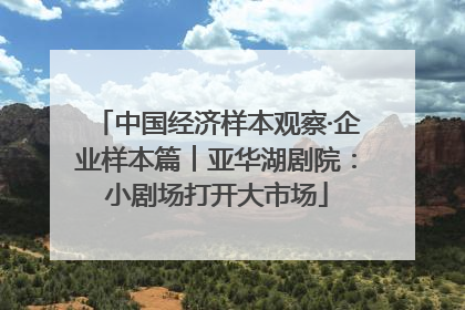中国经济样本观察·企业样本篇︱亚华湖剧院：小剧场打开大市场