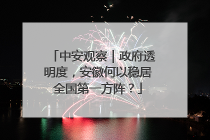 中安观察｜政府透明度，安徽何以稳居全国第一方阵？