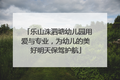 乐山洙泗塘幼儿园用爱与专业，为幼儿的美好明天保驾护航