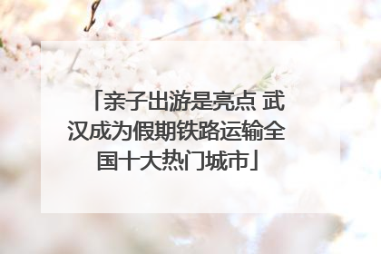 亲子出游是亮点 武汉成为假期铁路运输全国十大热门城市