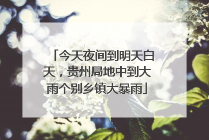 今天夜间到明天白天，贵州局地中到大雨个别乡镇大暴雨