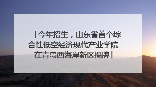 今年招生，山东省首个综合性低空经济现代产业学院在青岛西海岸新区揭牌
