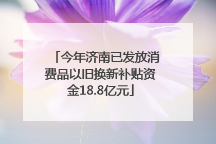 今年济南已发放消费品以旧换新补贴资金18.8亿元