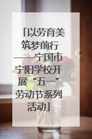 以劳育美 筑梦前行——宁国市宁阳学校开展“五一”劳动节系列活动