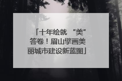 十年绘就 “美” 答卷！眉山擘画美丽城市建设新蓝图