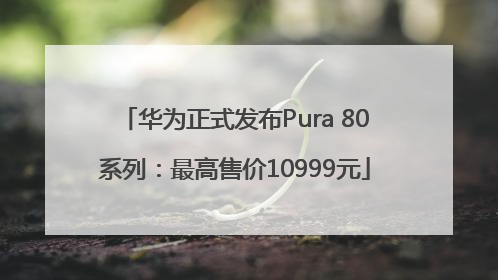 华为正式发布Pura 80系列：最高售价10999元