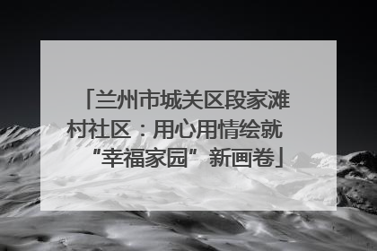 兰州市城关区段家滩村社区：用心用情绘就“幸福家园”新画卷
