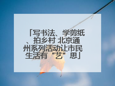 写书法、学剪纸、拍乡村 北京通州系列活动让市民生活有“艺”思