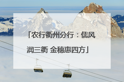 农行衢州分行：儒风润三衢 金穗惠四方