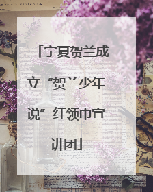 宁夏贺兰成立“贺兰少年说”红领巾宣讲团