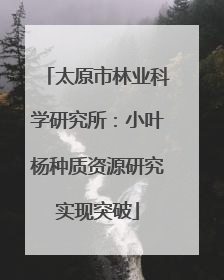太原市林业科学研究所：小叶杨种质资源研究实现突破