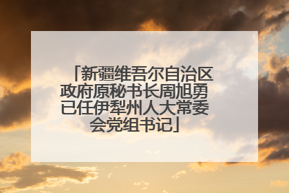 新疆维吾尔自治区政府原秘书长周旭勇已任伊犁州人大常委会党组书记