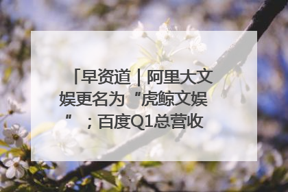 早资道｜阿里大文娱更名为“虎鲸文娱”；百度Q1总营收325亿元超预期