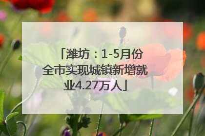 潍坊：1-5月份全市实现城镇新增就业4.27万人