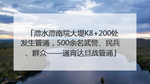 澧水澧南垸大堤K8+200处发生管涌，500余名武警、民兵、群众——通宵达旦战管涌