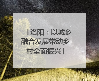 洛阳：以城乡融合发展带动乡村全面振兴