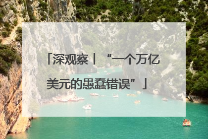 深观察丨“一个万亿美元的愚蠢错误”