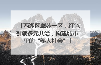 西湖区翠苑一区：红色引领多元共治，构建城市里的“熟人社会”