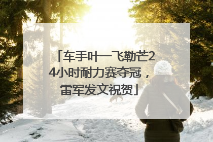 车手叶一飞勒芒24小时耐力赛夺冠，雷军发文祝贺