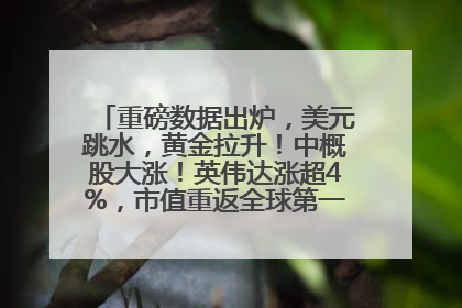 重磅数据出炉，美元跳水，黄金拉升！中概股大涨！英伟达涨超4%，市值重返全球第一！黄仁勋计划出售至多600万股股票