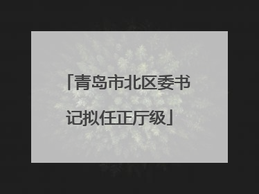 青岛市北区委书记拟任正厅级