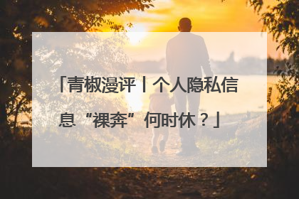 青椒漫评丨个人隐私信息“裸奔”何时休？