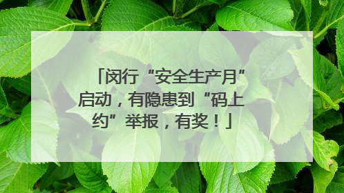 闵行“安全生产月”启动，有隐患到“码上约”举报，有奖！