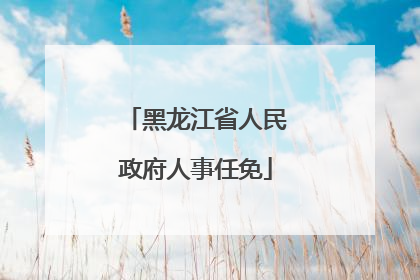 黑龙江省人民政府人事任免