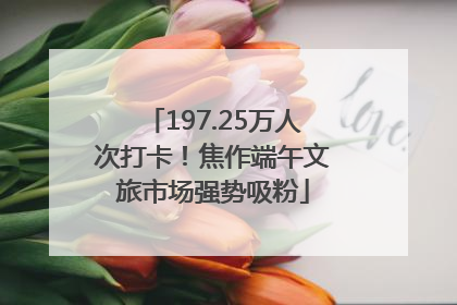 197.25万人次打卡！焦作端午文旅市场强势吸粉