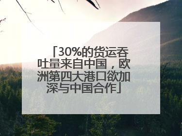 30%的货运吞吐量来自中国，欧洲第四大港口欲加深与中国合作