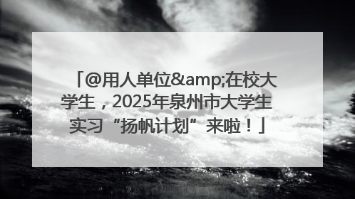 @用人单位&在校大学生，2025年泉州市大学生实习“扬帆计划”来啦！